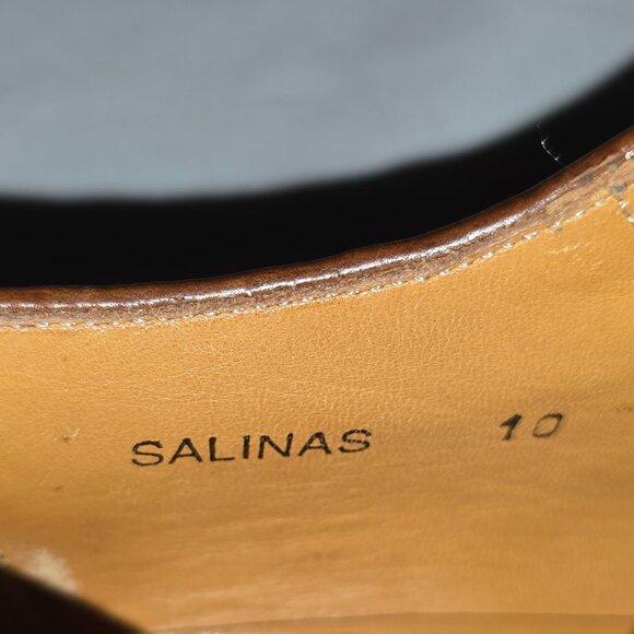 Mezlan Salinas Brown Woven Leather & Crocodile Cap Toe Oxfords Men's Size 10 M - Picture 10 of 10